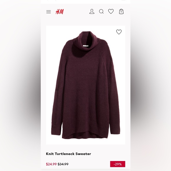 H&M Burgundy Turtleneck Sweater Dress - Picture 6 of 7